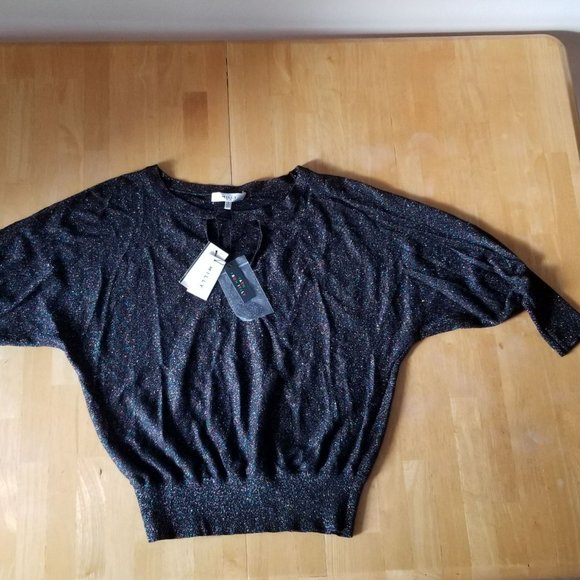 MILLY Italian Shimmer Metallic Cutout Sweater - Picture 4 of 16